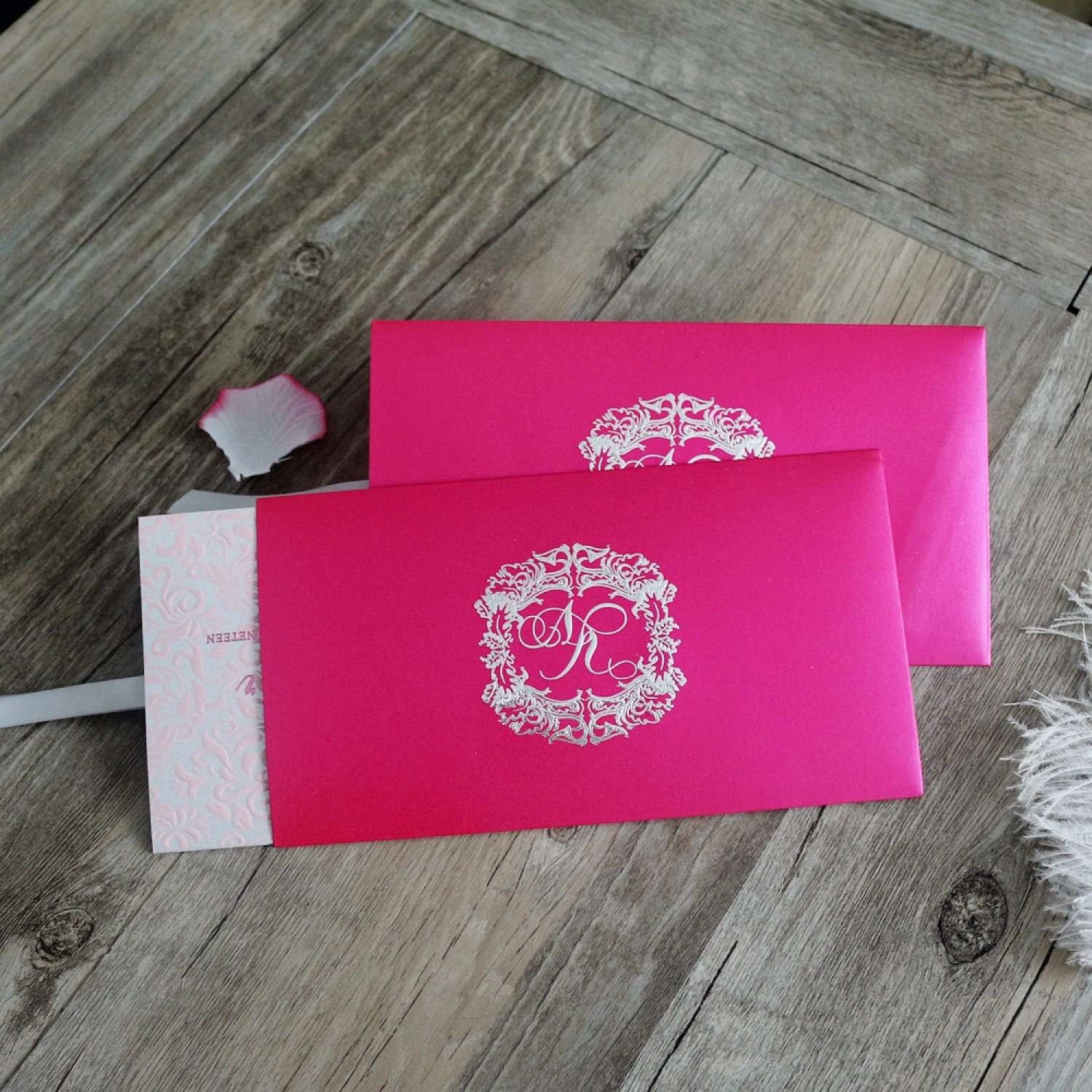 Wedding Invitation Card Rectangle Foiling Invitation with Paper Pocket